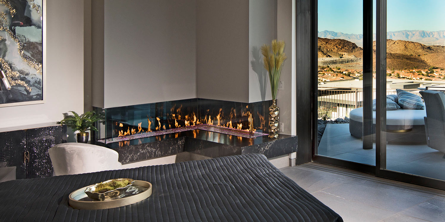 The "L" Configuration | Linear Gas Fireplace | Modern Gas Fireplace