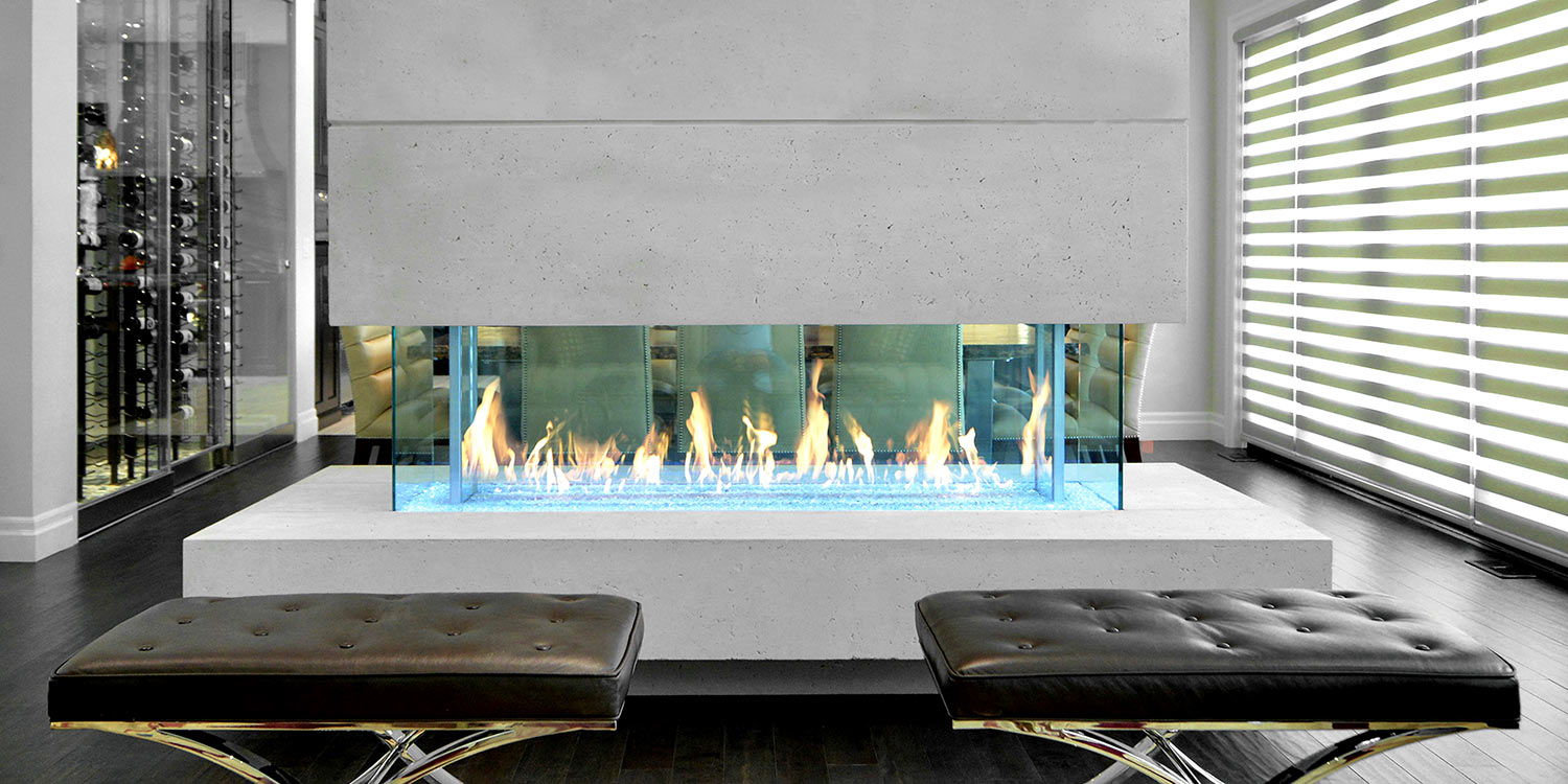 Island Fireplace | Linear Gas Fireplace | Modern Gas Fireplace